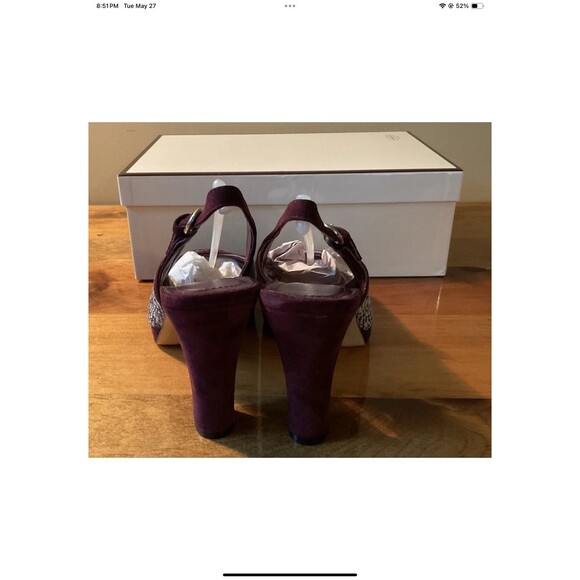 Coach Womans 7.5 Lorilee Burgandy/Black/White Tweed Sling Back Pump A3145 NEW - Picture 4 of 8